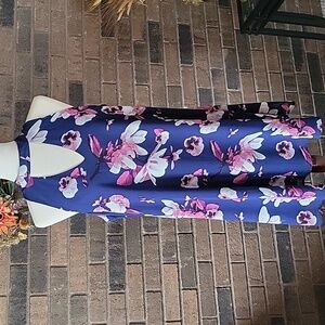 Miami Blue/Pink Floral Keyhole Neck Shift Dress Francesca's, size L